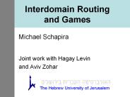 Interdomain Routing and Games