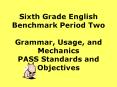 Sixth Grade English Benchmark Period Two Grammar, Usage, and Mechanics PASS Standards and Objectives PowerPoint PPT Presentation