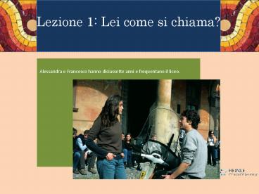 Lezione 1: Lei come si chiama?