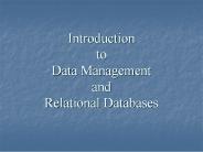 Introduction to Data Management and Relational Databases