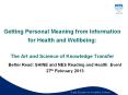 Getting Personal Meaning from Information for Health and Wellbeing:  The Art and Science of Knowledge Transfer PowerPoint PPT Presentation