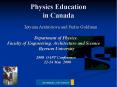 Physics Education in Canada PowerPoint PPT Presentation