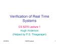 Verification of Real Time Systems PowerPoint PPT Presentation