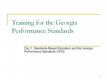 Training for the Georgia Performance Standards