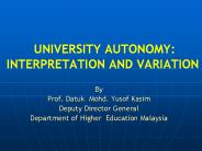 UNIVERSITY AUTONOMY: INTERPRETATION AND VARIATION
