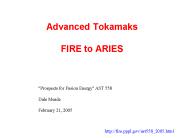 Advanced Tokamaks  FIRE to ARIES
