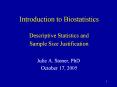 Introduction to Biostatistics Descriptive Statistics and Sample Size Justification PowerPoint PPT Presentation