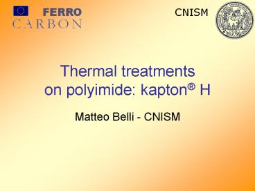 Thermal treatments on polyimide: kapton