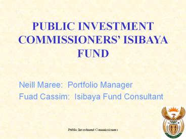 PUBLIC INVESTMENT COMMISSIONERS