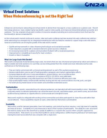 Virtual Event Solutions When Webconferencing is not the Right Tool