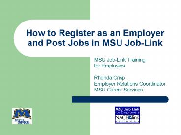 How to Register as an Employer and Post Jobs in MSU Job-Link