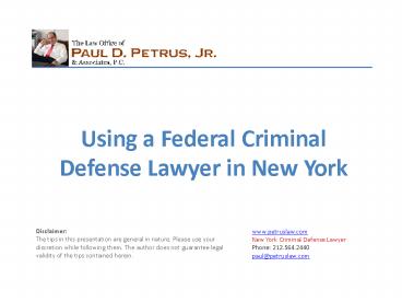 Using a Federal Criminal Defense Lawyer in New York