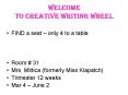 WELCOME to Creative Writing Wheel PowerPoint PPT Presentation