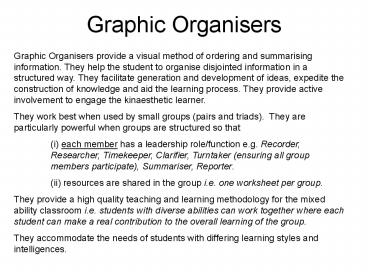 Graphic Organisers
