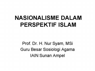 NASIONALISME DALAM PERSPEKTIF ISLAM