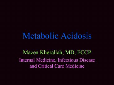Metabolic Acidosis