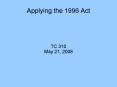 Applying the 1996 Act PowerPoint PPT Presentation