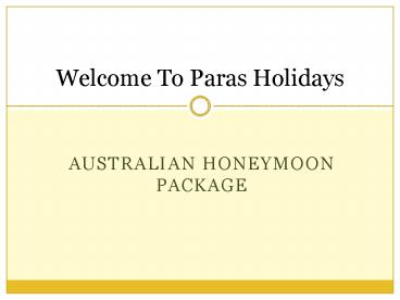 Best Australian Honeymoon Packages