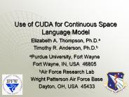 Use of CUDA for Continuous Space Language Model