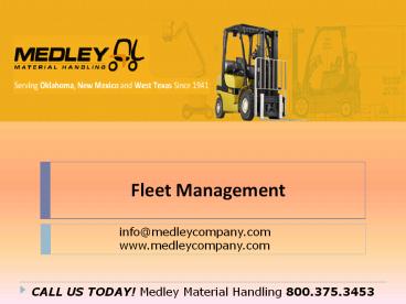 Medley Material Handling Inc. - Fleet Management