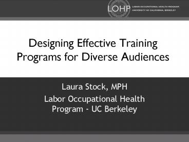 Designing Effective Training Programs for Diverse Audiences