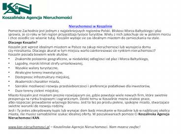 Nieruchomości w Koszalinie