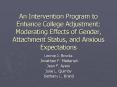 An Intervention Program to Enhance College Adjustment: Moderating Effects of Gender, Attachment Status, and Anxious Expectations PowerPoint PPT Presentation