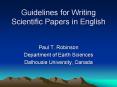 Guidelines for Writing Scientific Papers in English PowerPoint PPT Presentation