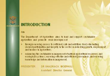 PRESENTER:DR SHADRACK MOEPHULI