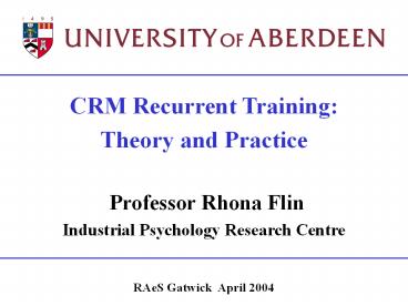 CRM Recurrent Training: