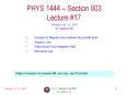 PHYS 1444-003, Fall 2005 PowerPoint PPT Presentation