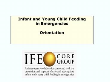 Infant and Young Child Feeding