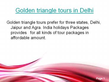 Golden triangle tours in Delhi