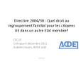 Directive 2004/38 : Quel droit au regroupement familial pour les citoyens UE dans un autre Etat membre? PowerPoint PPT Presentation