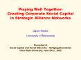 Playing Well Together: Creating Corporate Social Capital in Strategic Alliance Networks PowerPoint PPT Presentation