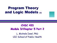 Program Theory and Logic Models (2)
