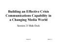 Building an Effective Crisis Communications Capability in a Changing Media World PowerPoint PPT Presentation