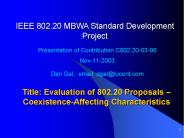 IEEE 802.20 MBWA Standard Development Project