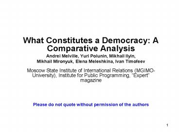 What Constitutes a Democracy: A Comparative Analysis