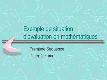 Exemple de situation d