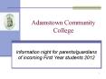 Adamstown Community College PowerPoint PPT Presentation