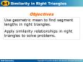 Use geometric mean to find segment lengths in right triangles. PowerPoint PPT Presentation