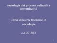 Sociologia dei processi culturali e comunicativi PowerPoint PPT Presentation