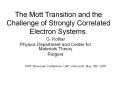 The Mott Transition and the Challenge of Strongly Correlated Electron Systems. PowerPoint PPT Presentation