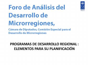 programas de desarrollo regional : elementos para su Planificaci