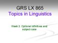 Week 2. Optional infinitives and subject case PowerPoint PPT Presentation