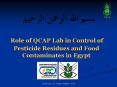 Role of QCAP Lab in Control of Pesticide Residues and Food Contaminates in Egypt PowerPoint PPT Presentation