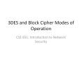 3DES and Block Cipher Modes of Operation PowerPoint PPT Presentation