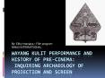 Wayang Kulit Performance and History of Pre-Cinema: Inquiring Archaeology of Projection and Screen PowerPoint PPT Presentation