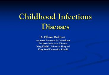 Childhood Infectious Diseases
